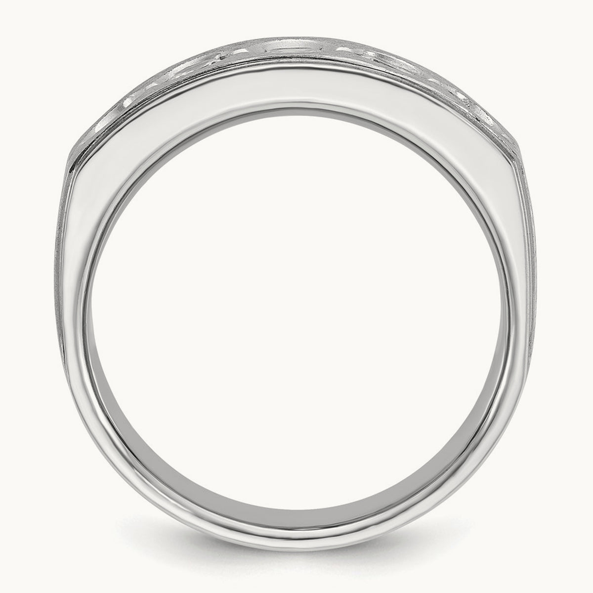 IBGoodman Men's Polished/Satin Diamond Complete Ring, 14K White Gold