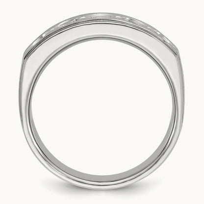 IBGoodman Men's Polished/Satin Diamond Complete Ring, 14K White Gold