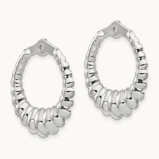 Scalloped Hoop Earring Jackets, 14K White Gold