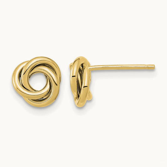 Polished Love Knot Post Earrings — 14K Yellow Gold