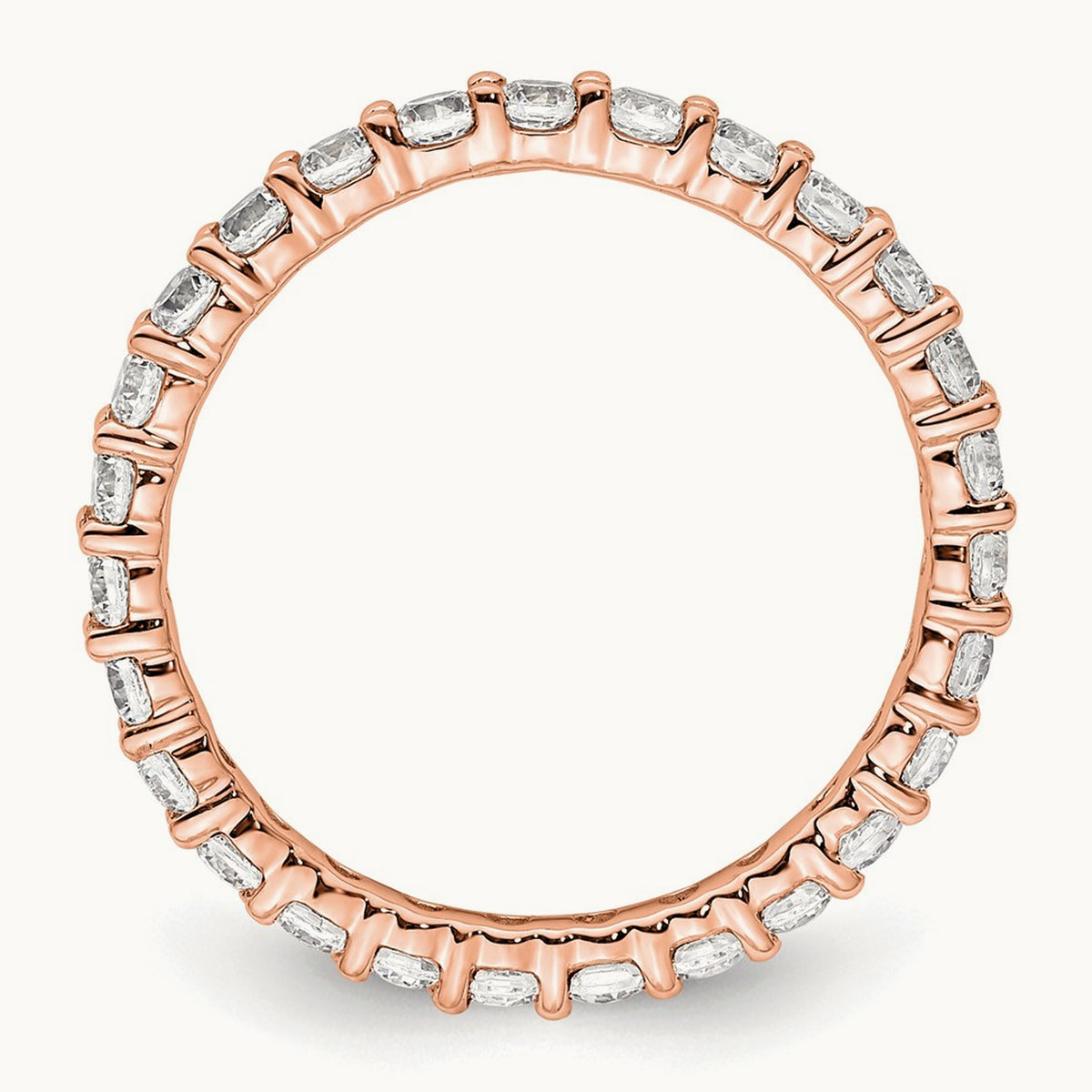 Polished Shared Prong Diamond Eternity Band — 14K Rose Gold, 0.999 ct