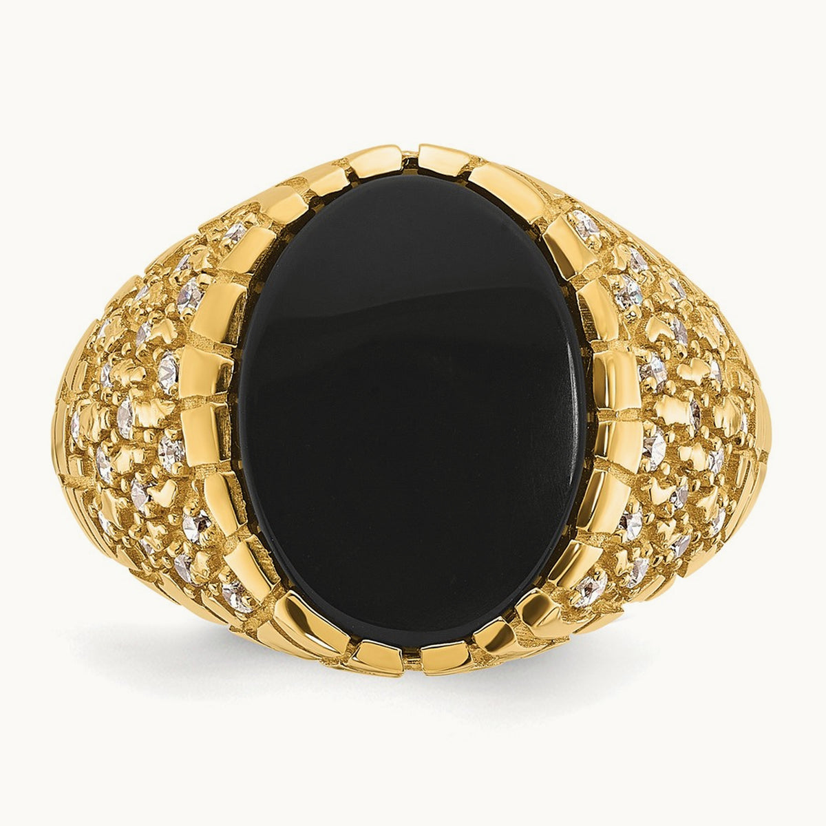 IBGoodman Men's Onyx and Diamond Nugget Complete Ring, 14K