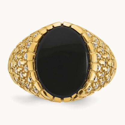 IBGoodman Men's Onyx and Diamond Nugget Complete Ring, 14K