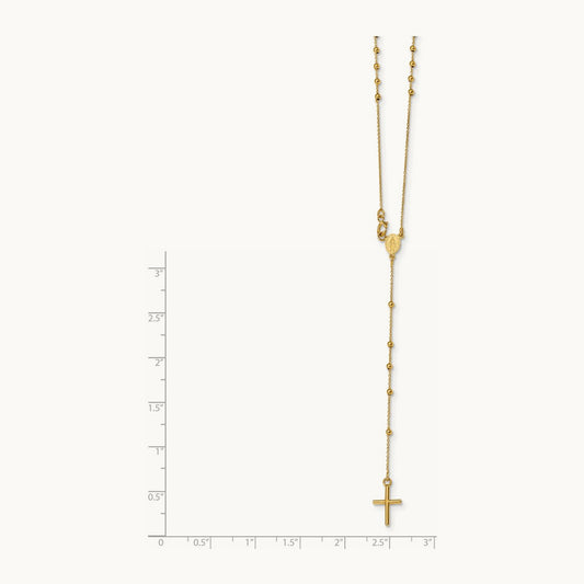 Polished Beaded Rosary 16.5 inch Necklace, 14K