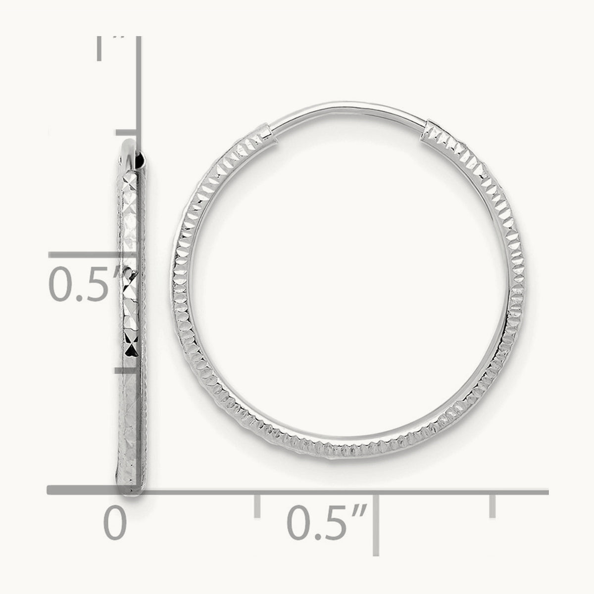 Diamond-cut Endless Hoop Earrings — 14K Yellow Gold