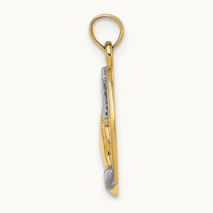 W/ Rhodium Praying Hands and Cross Charm, 14K