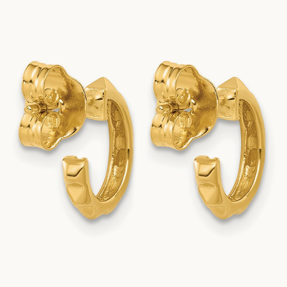 Polished Geometric C-Hoop Post Earrings, 14K — Leslie's