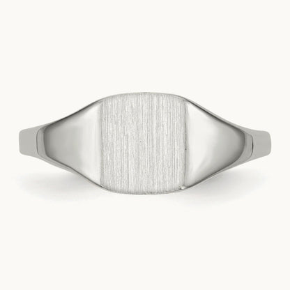 7.0x8. Closed Back Signet Ring, 5mm, 14K White Gold