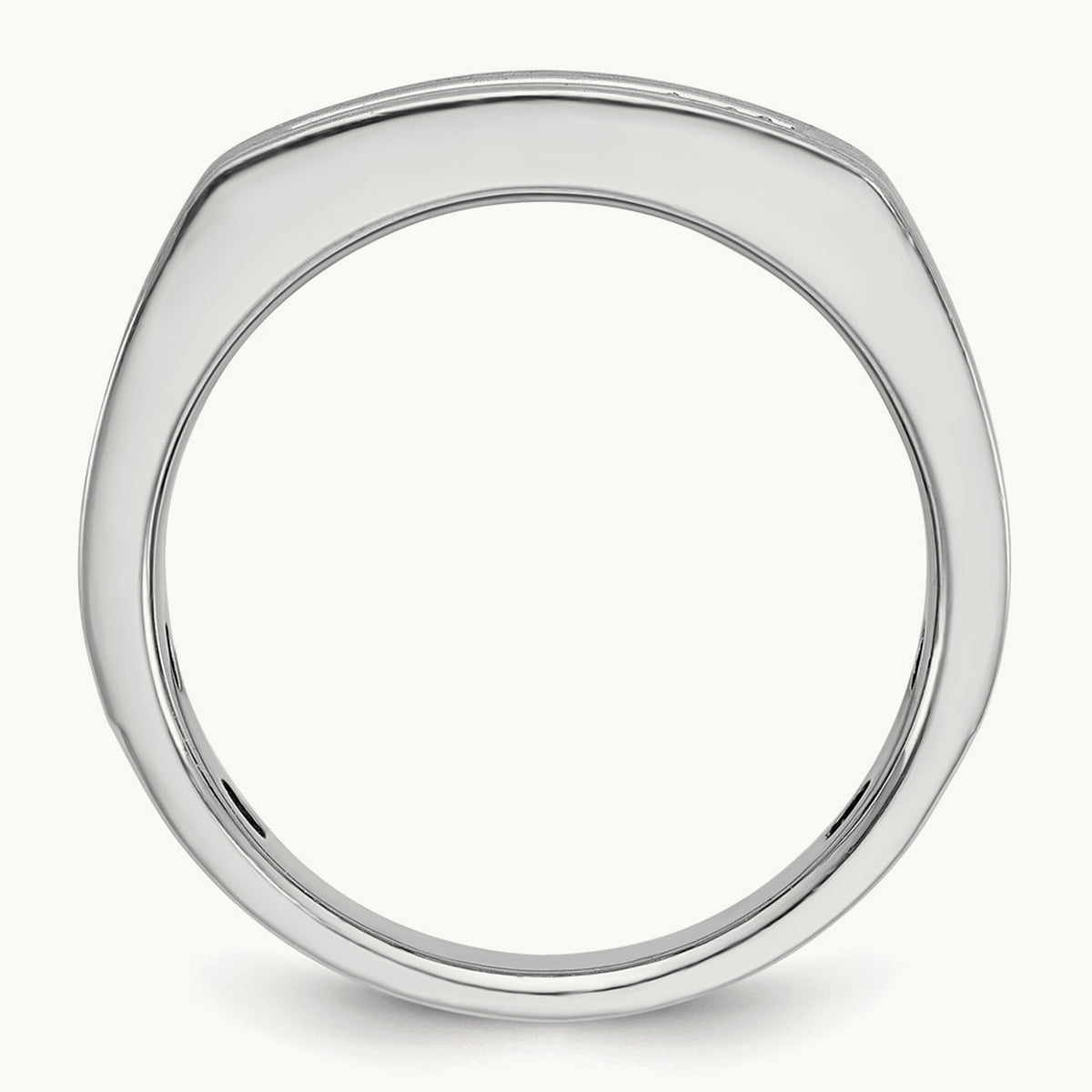 w/ Black RH IBGoodman Men's Satin & Grooved 5-Stone Dia Ring, 14K White Gold