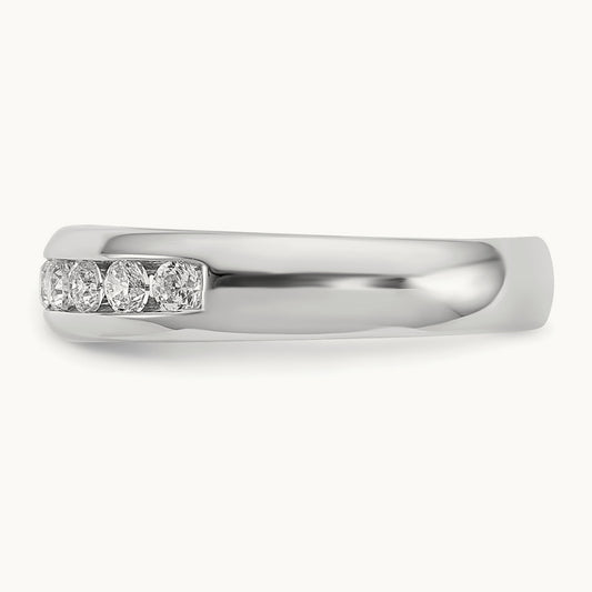 11-Stone Diamond Channel Band, 14K White Gold