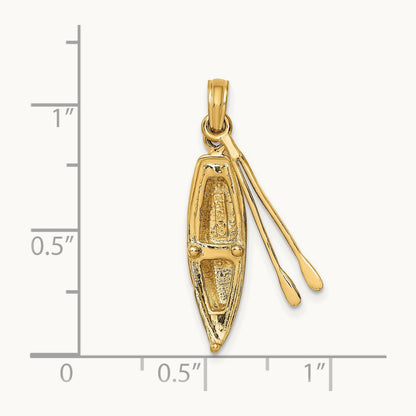 3-D Boat W/Dangling Oars Charm, 14K