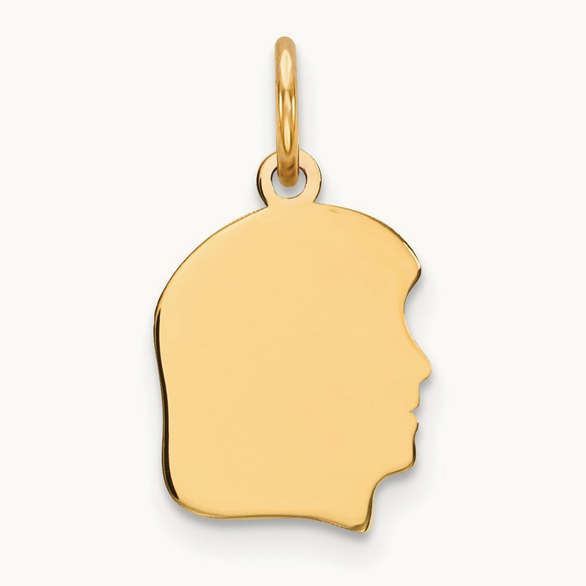 Plain Small .027 Gauge Facing Right Engravable Girl Head Charm — 18mm