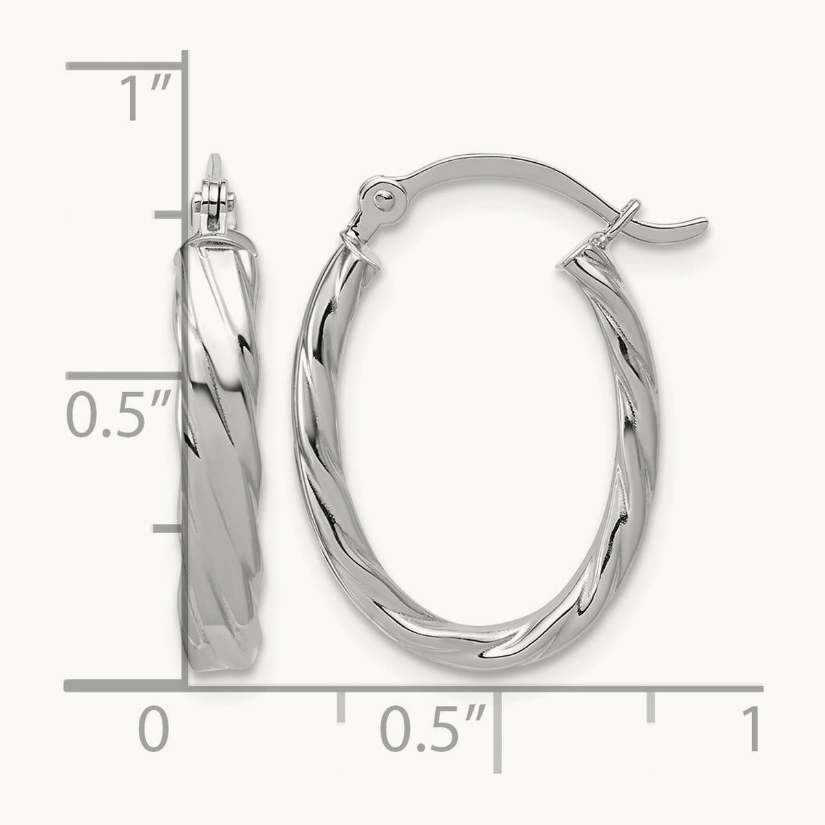 Patterned Oval Hoop Earrings — 14K White Gold