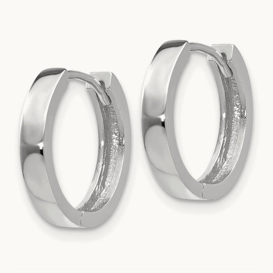 Round Hinged Hoop Earrings, 14K White Gold