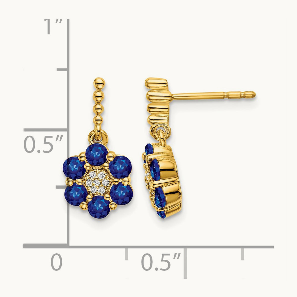 Sapphire and Diamond Earrings, 14K