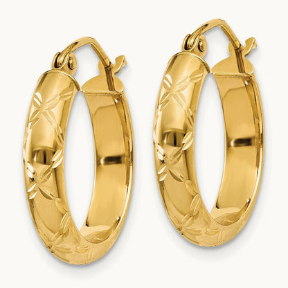 Diamond-cut Polished Hoop Earring, 14K