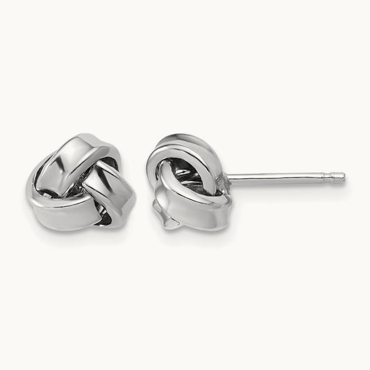 RH-plated Polished Love Knot Post Earrings, Sterling Silver — Leslie's