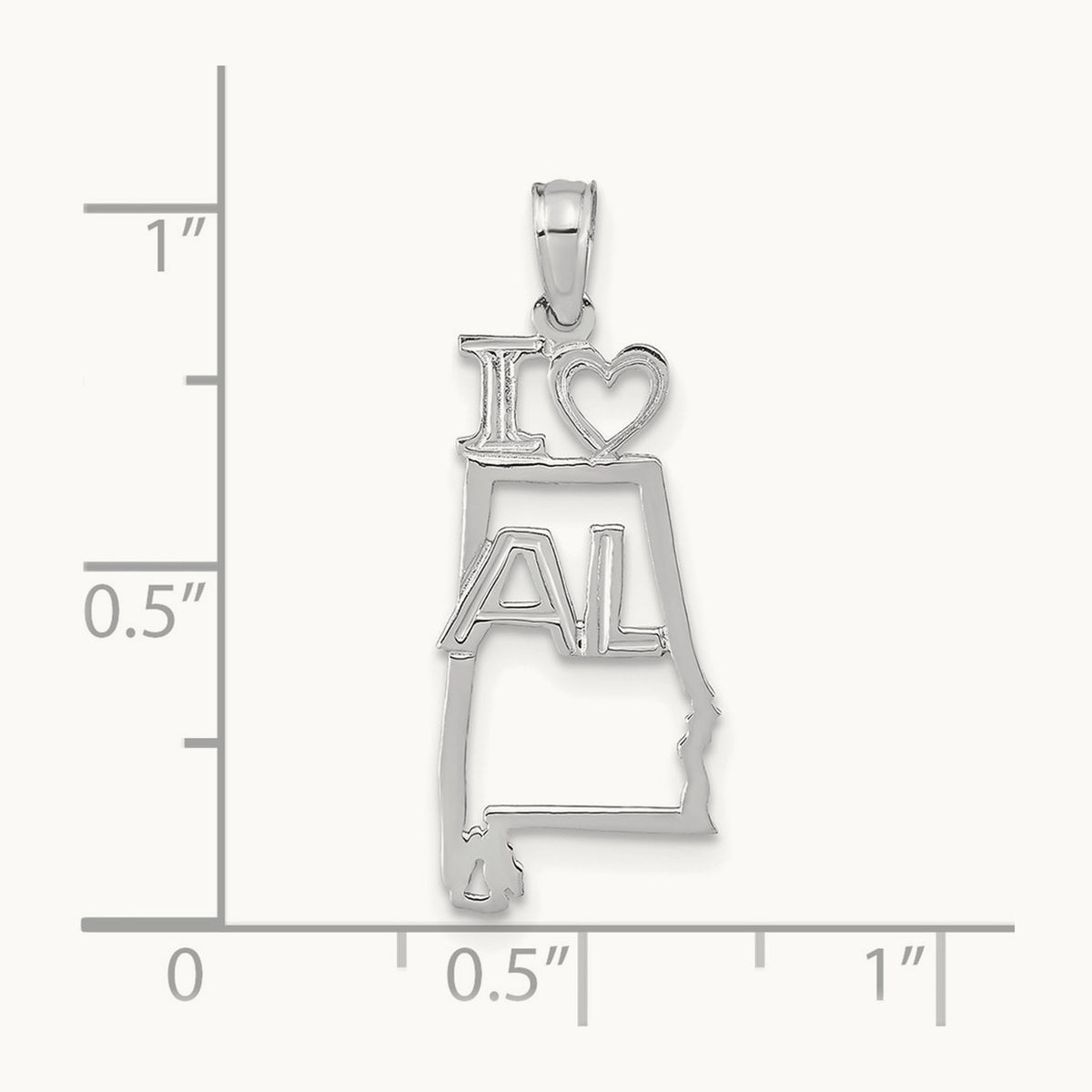 Solid Alabama State Pendant — 14K White Gold
