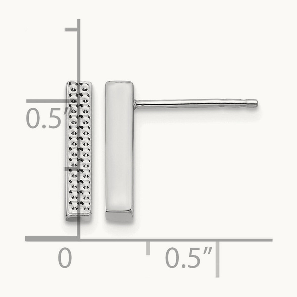 Textured Bar Post Earrings — 14K White Gold