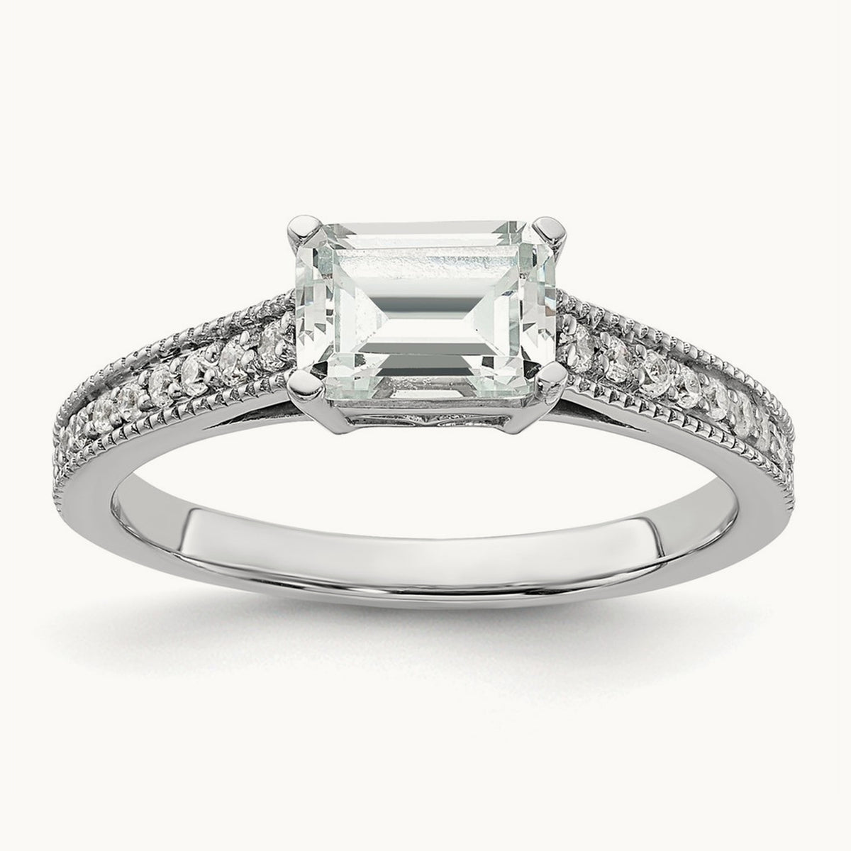 East West Emerald Semi-Mount Engagement Ring — 1 ct, 7