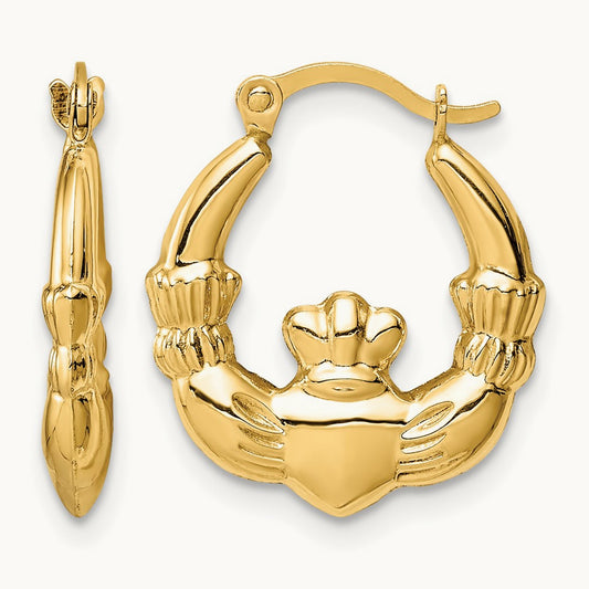 Claddagh Hoop Earrings, 14K