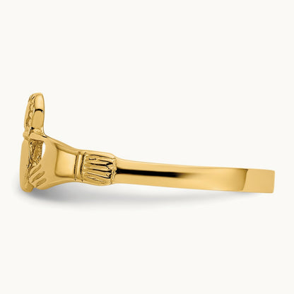 Polished Ladies Claddagh Ring, 14K