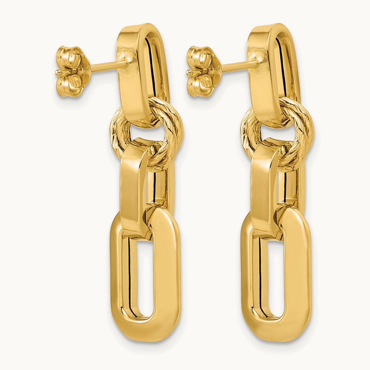 Polished Fancy Link Dangle Post Earrings — Leslie's — photo set