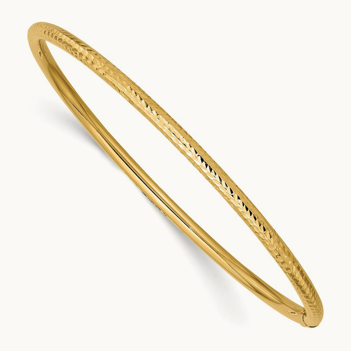Diamond-cut Tube Slip-on Bangle — 3mm