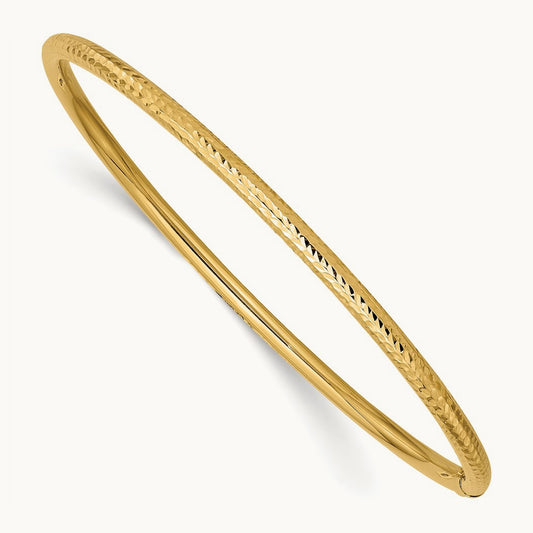 Diamond-cut Tube Slip-on Bangle — 3mm