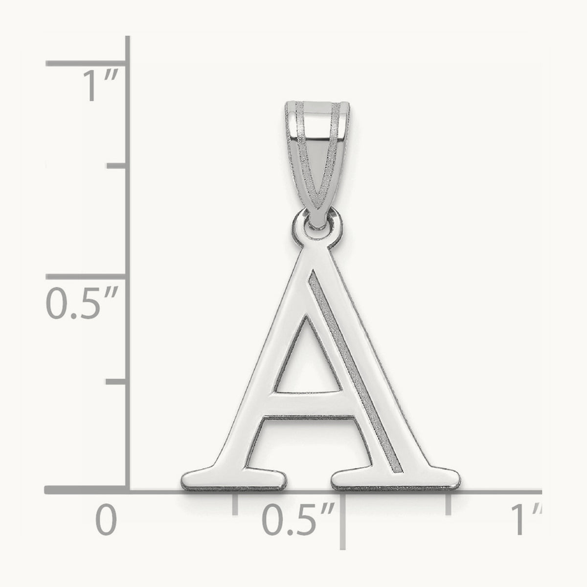 Polished Etched Letter A Initial Pendant, 14K White Gold