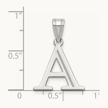 Polished Etched Letter A Initial Pendant, 14K White Gold