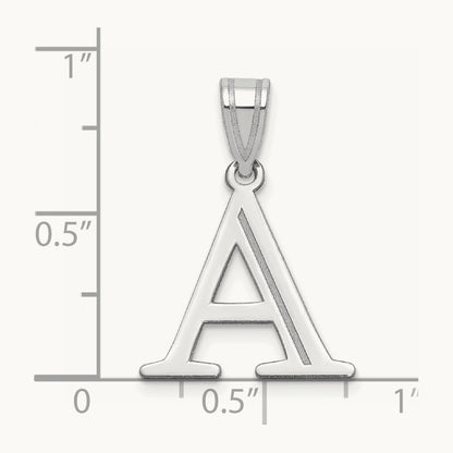 Polished Etched Letter A Initial Pendant, 14K White Gold