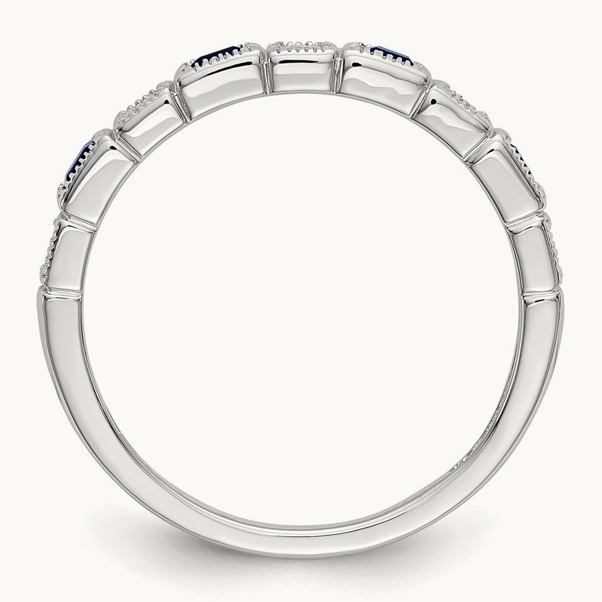 Diamond w/Sapphire Band, 14K White Gold