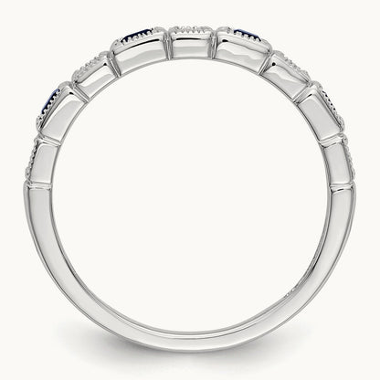 Diamond w/Sapphire Band, 14K White Gold