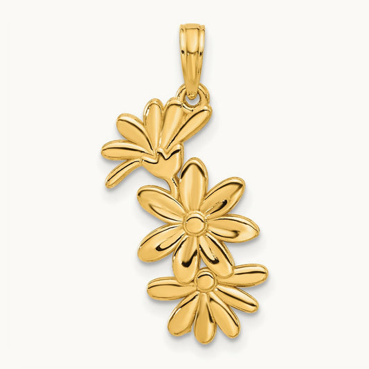 Polished Floral Pendant, 14K