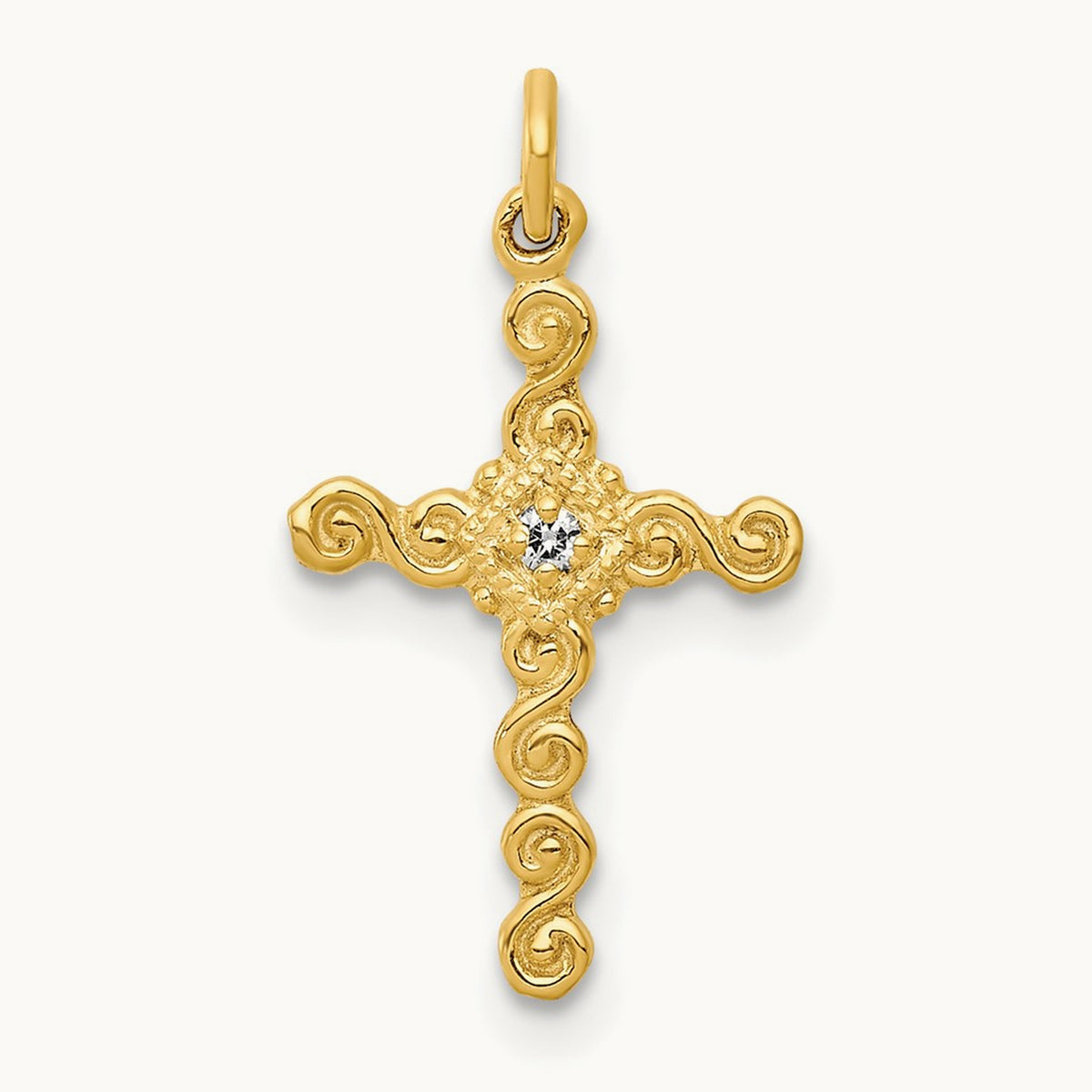 Small .01ct. Diamond Cross Charm, 14K