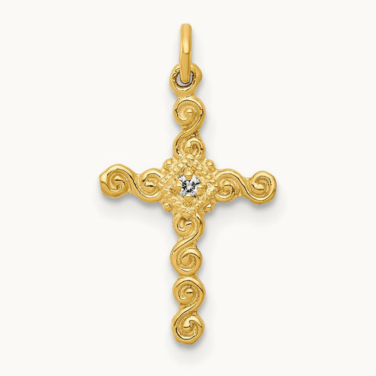 Small .01ct. Diamond Cross Charm, 14K