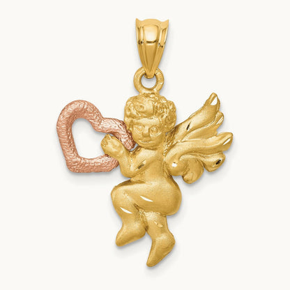 Satin Angel Charm, 14K Two-tone