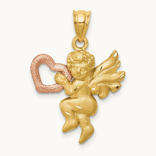 Satin Angel Charm, 14K Two-tone