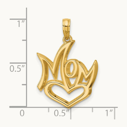 Polished Mom And Heart Pendant, 14K