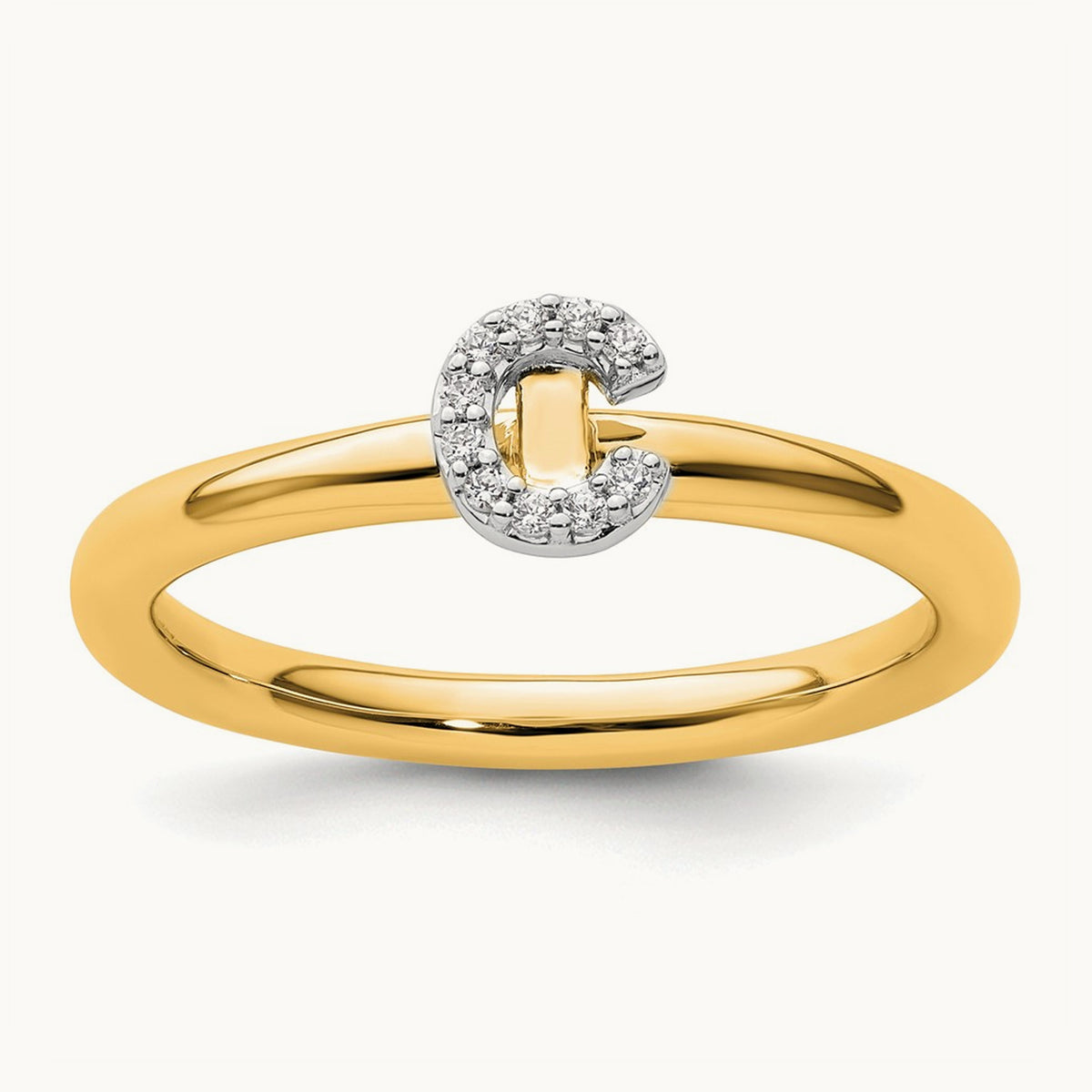 Stackable Diamond Ring — 14K Yellow Gold, C