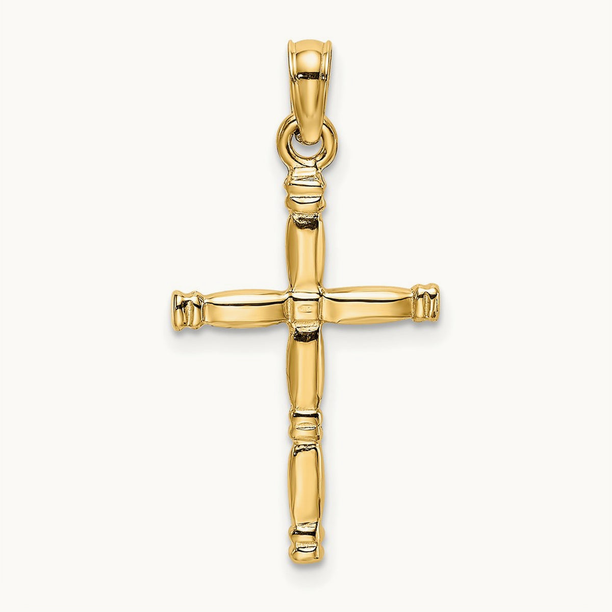 3-D Polished Cross Charm — 14K Yellow Gold