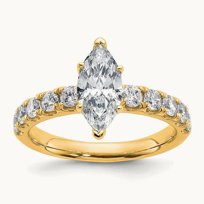 Marquise Engagement Ring — 14K Yellow Gold, 1 3/4 ct, 7