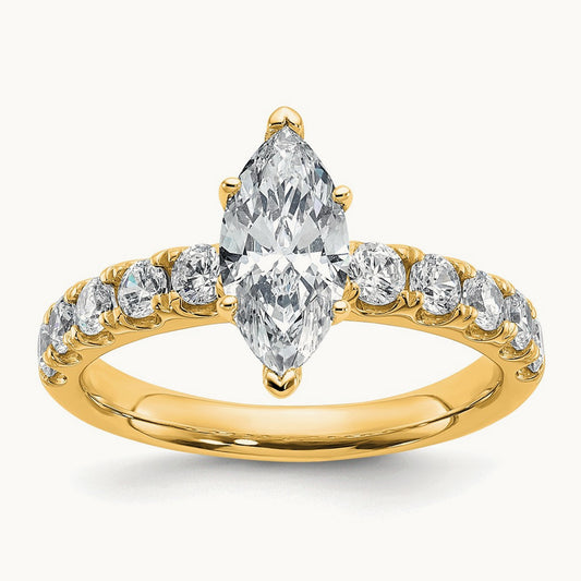 Marquise Engagement Ring, 1.75-2.75 ct tw Lab-Grown Diamond — 1 3/4 ct, 14K Yellow Gold
