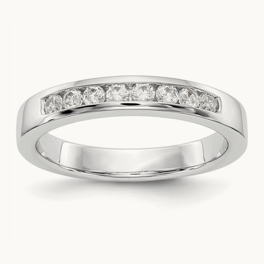 8-Stone Diamond Channel Band, 14K White Gold