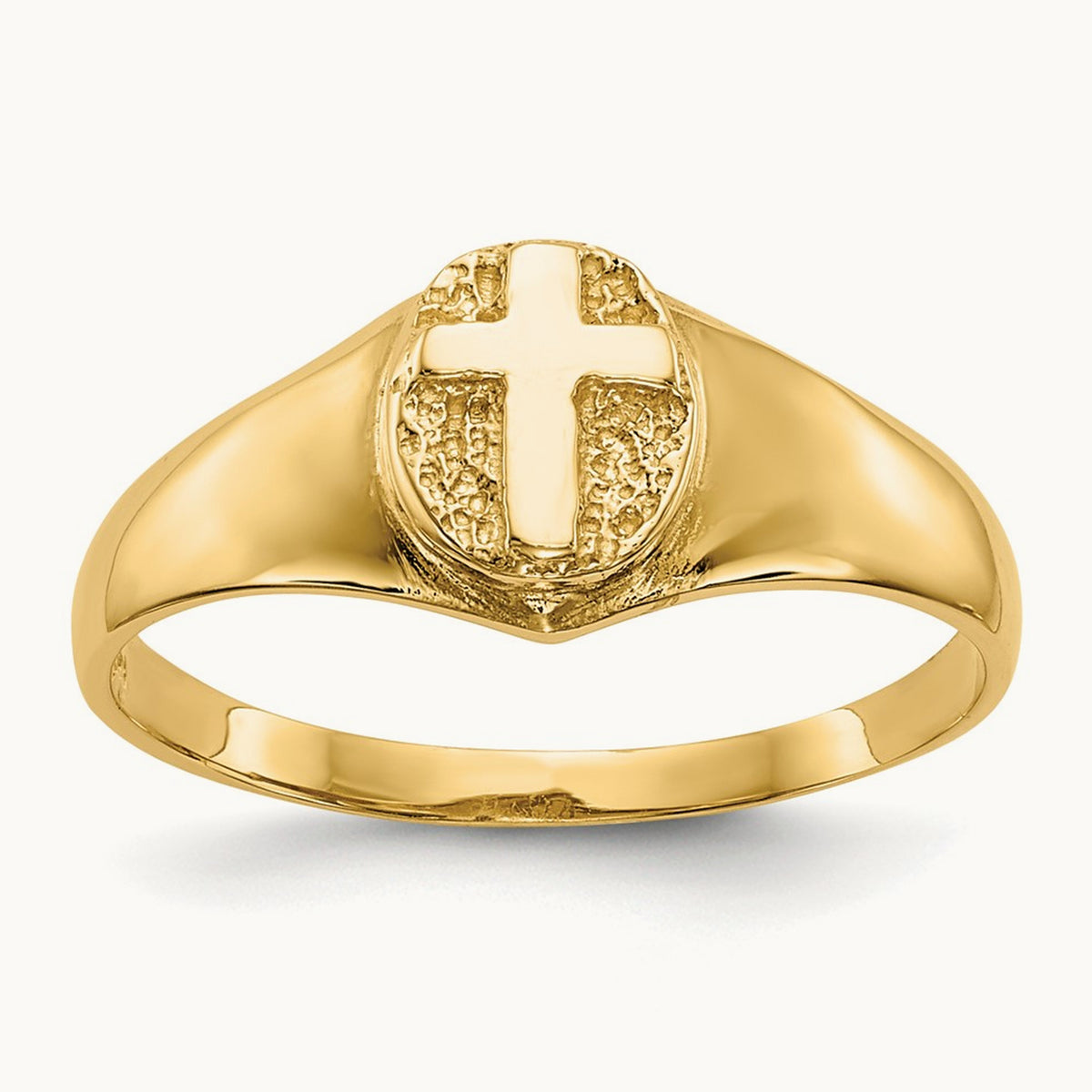 Childs Polished Cross Ring, 14K