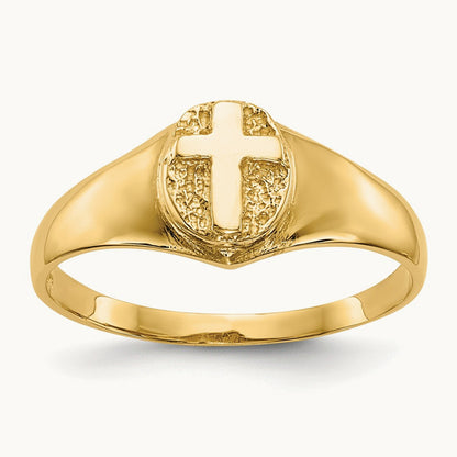 Childs Polished Cross Ring, 14K