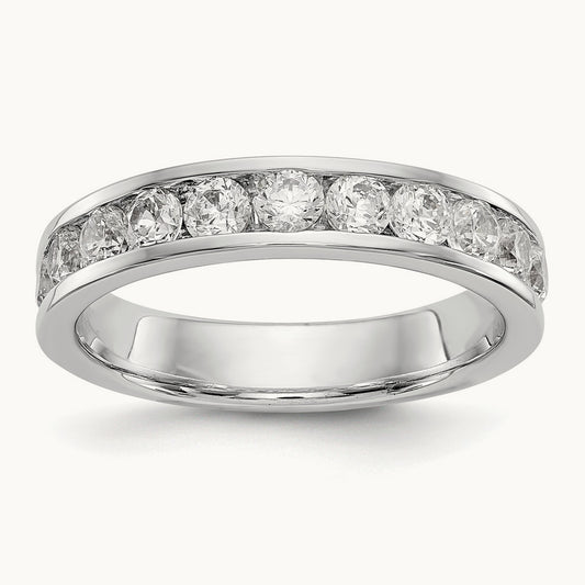 11-Stone Diamond Channel Band, 14K White Gold