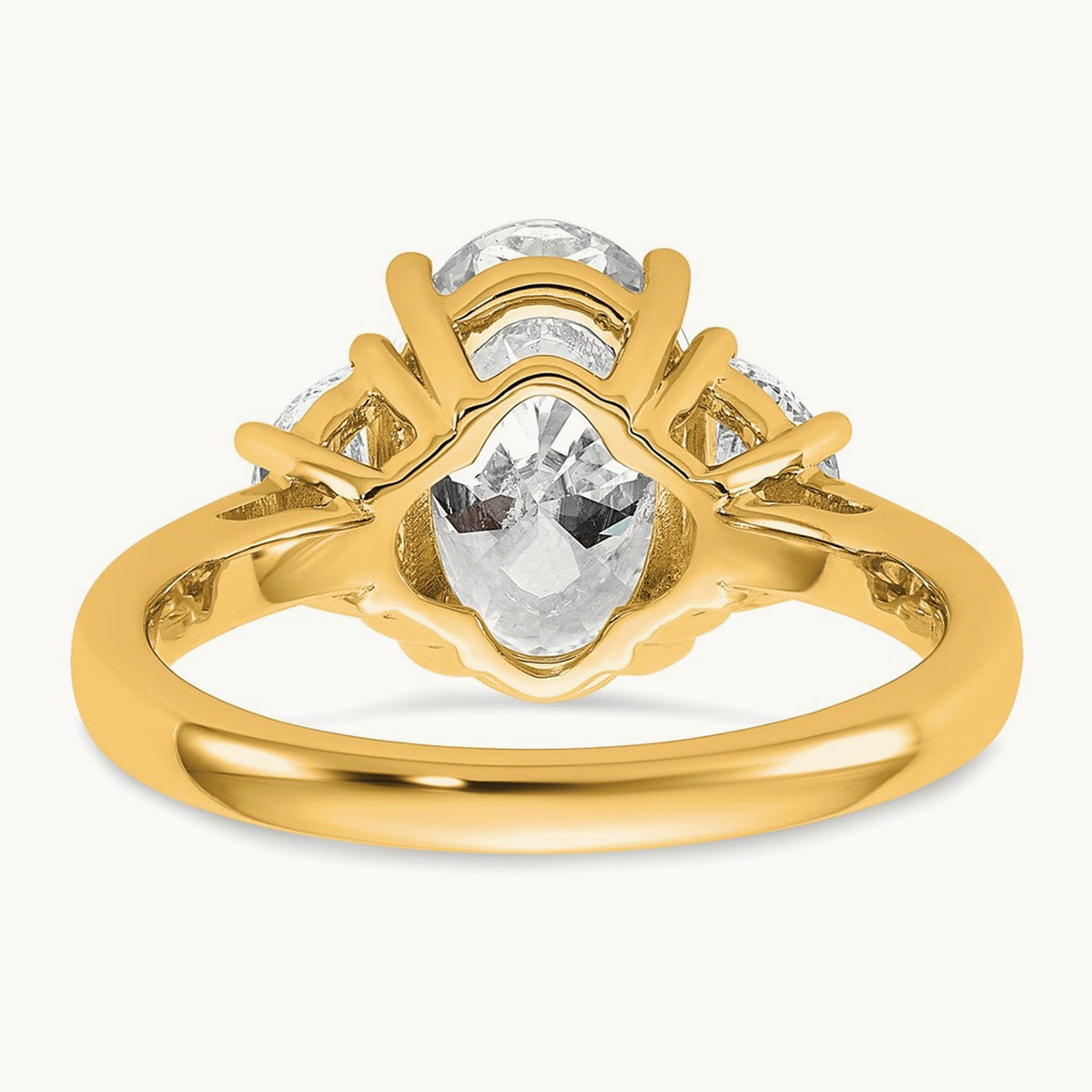 Half Moon and Oval Semi-Mount Engagement Ring, 0.50-1.00 ct tw Lab-Grown Diamond — 5/8 ct, 14K Yellow Gold