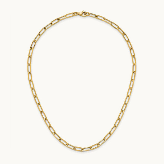 Polished Paper Clip Link Necklace, 4.75mm, 14K